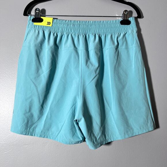 NWT All In Motion Run Shorts Medium Teal Blue Unlined 5” Inseam Athletic - Picture 2 of 5